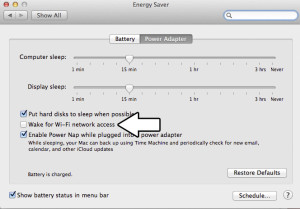 Disable Wake for Network Access