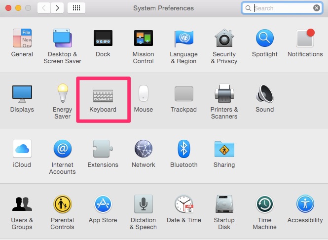 System Preferences Keyboard